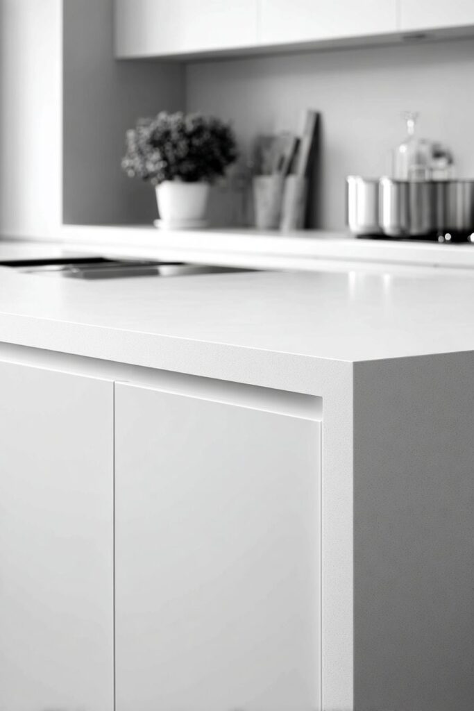 Modern Minimalist Kitchen with Sleek White Island