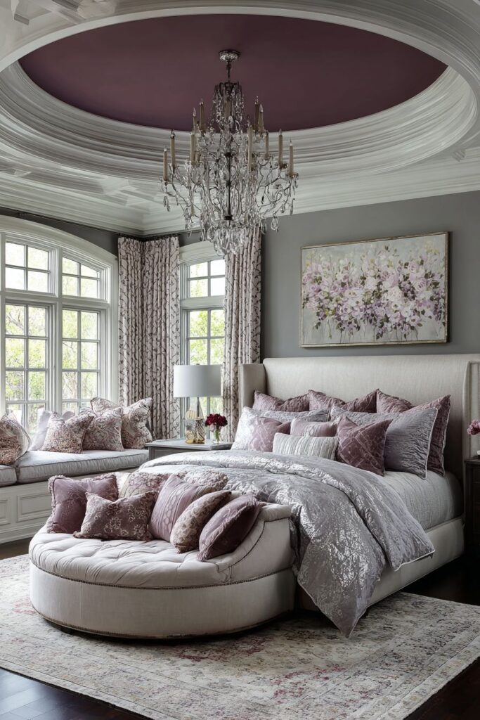 Sophisticated Bedroom with Dramatic Ceiling