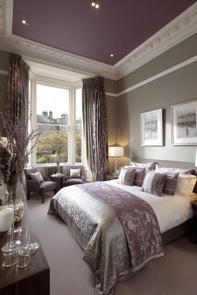 Sophisticated Bedroom with Dramatic Ceiling
