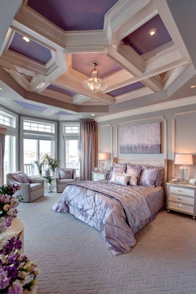 Sophisticated Bedroom with Dramatic Ceiling