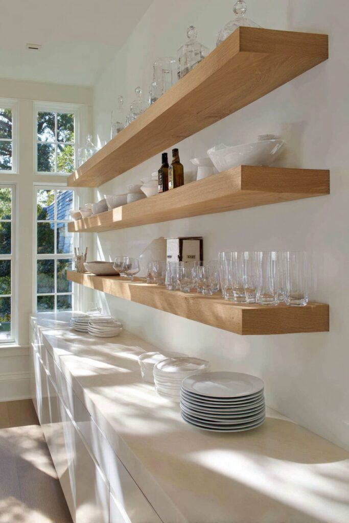 Floating Oak Shelving Elegance