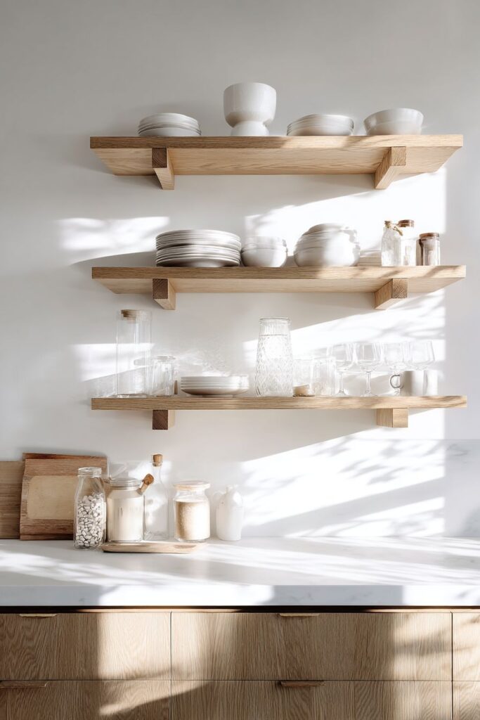Floating Oak Shelving Elegance
