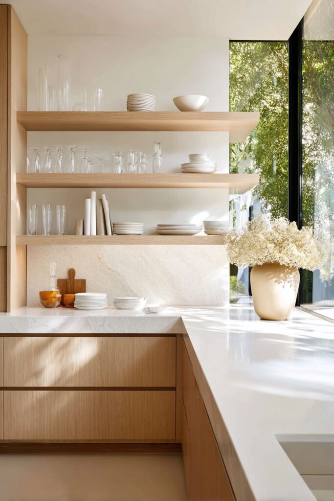 Floating Oak Shelving Elegance