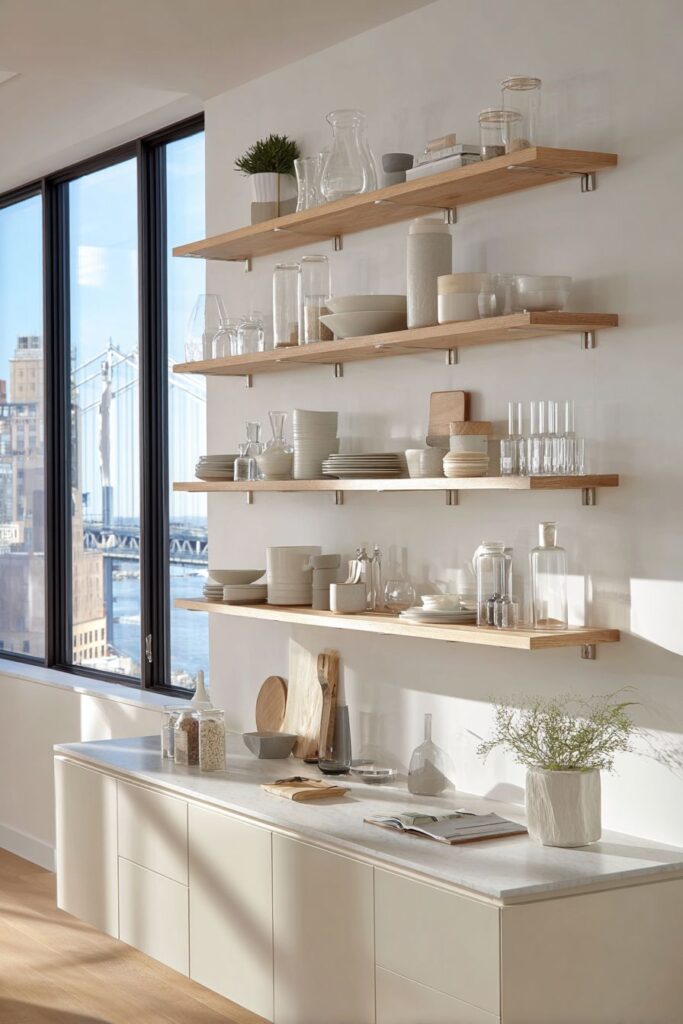 Floating Oak Shelving Elegance