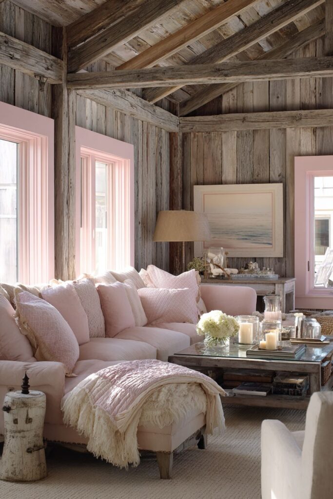 Rustic Pink Charm with Weathered Wood Elements