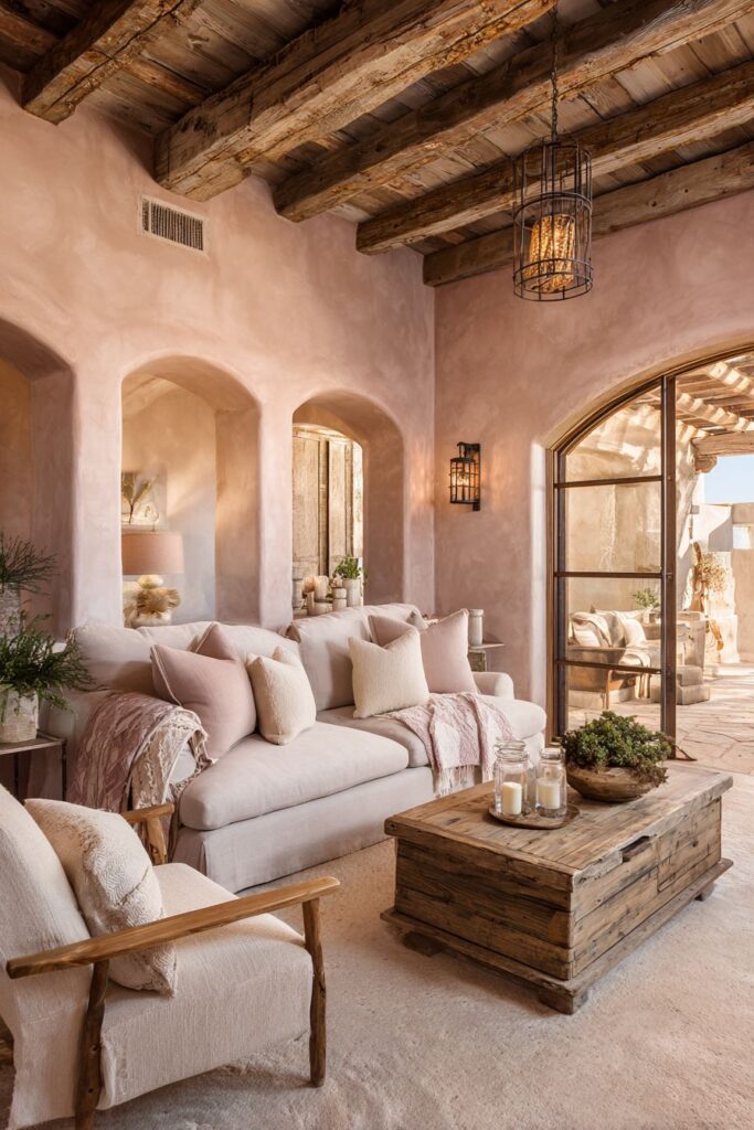 Rustic Pink Charm with Weathered Wood Elements