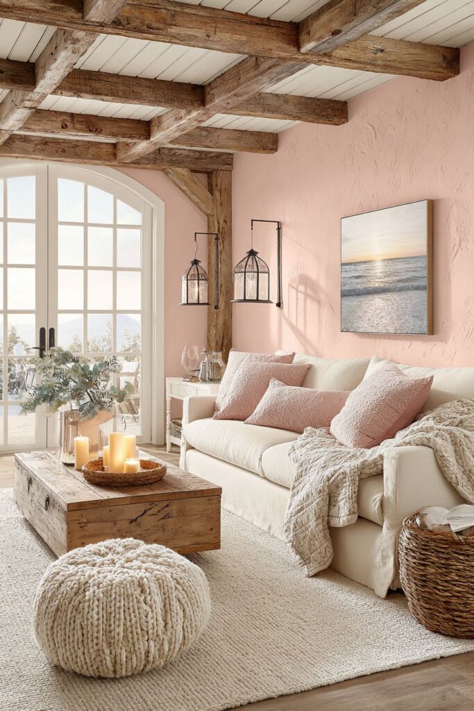 Rustic Pink Charm with Weathered Wood Elements