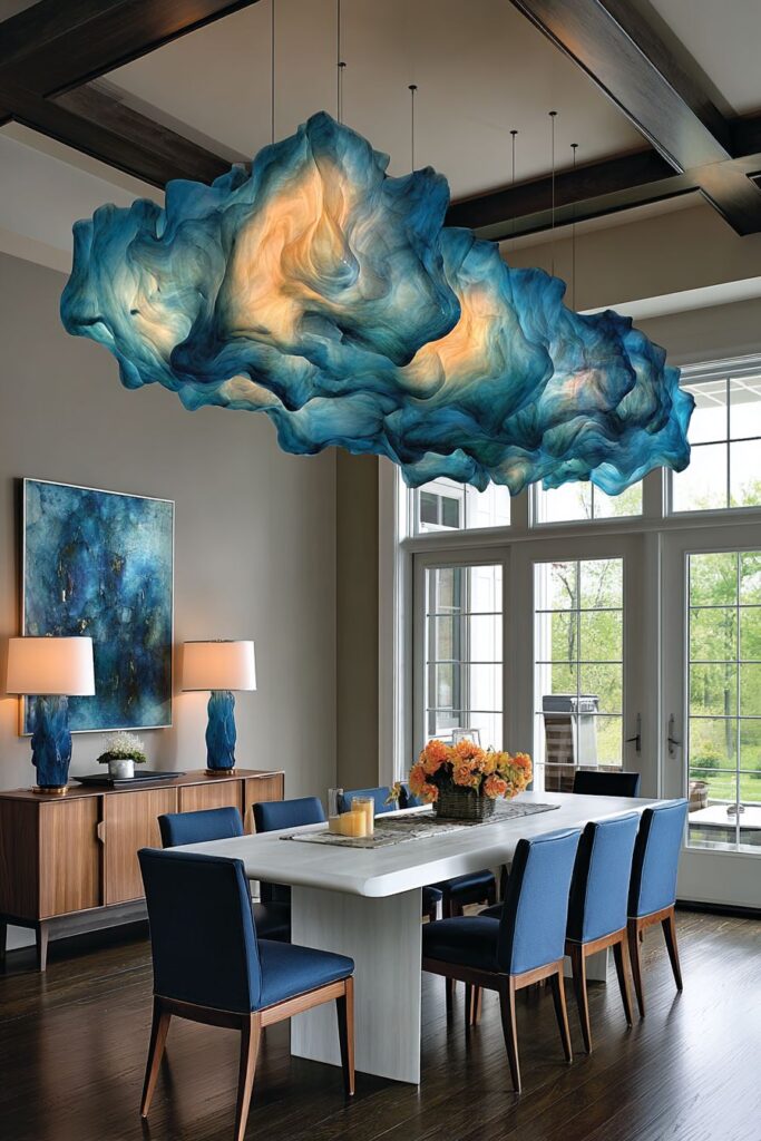 Statement Blue Glass Pendant Lighting