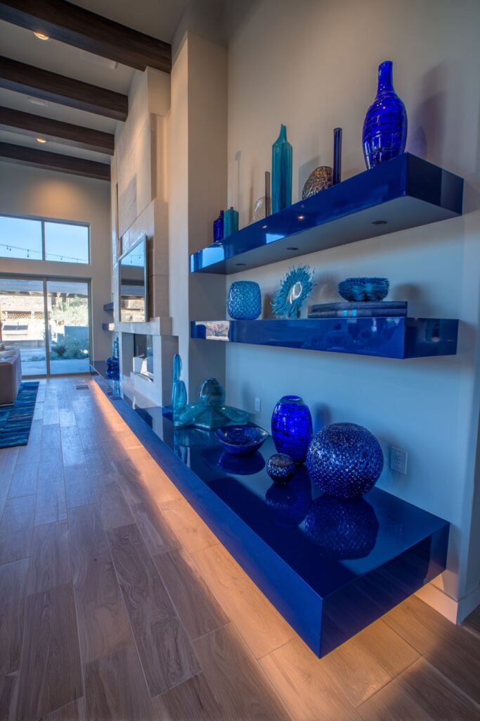 Entertainment Hub: Navy Blue Media Wall Design