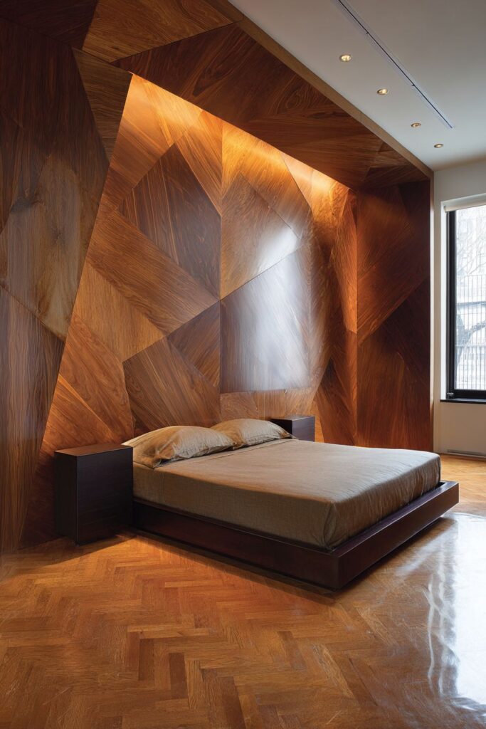 Geometric Wood Panel Architecture