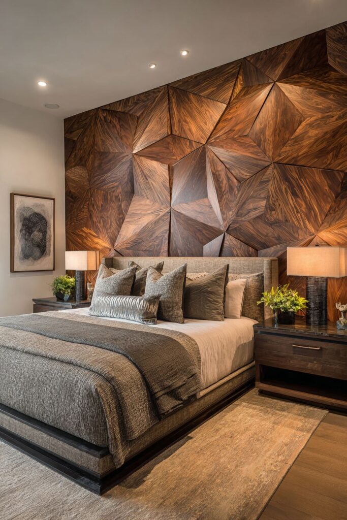 Geometric Wood Panel Architecture