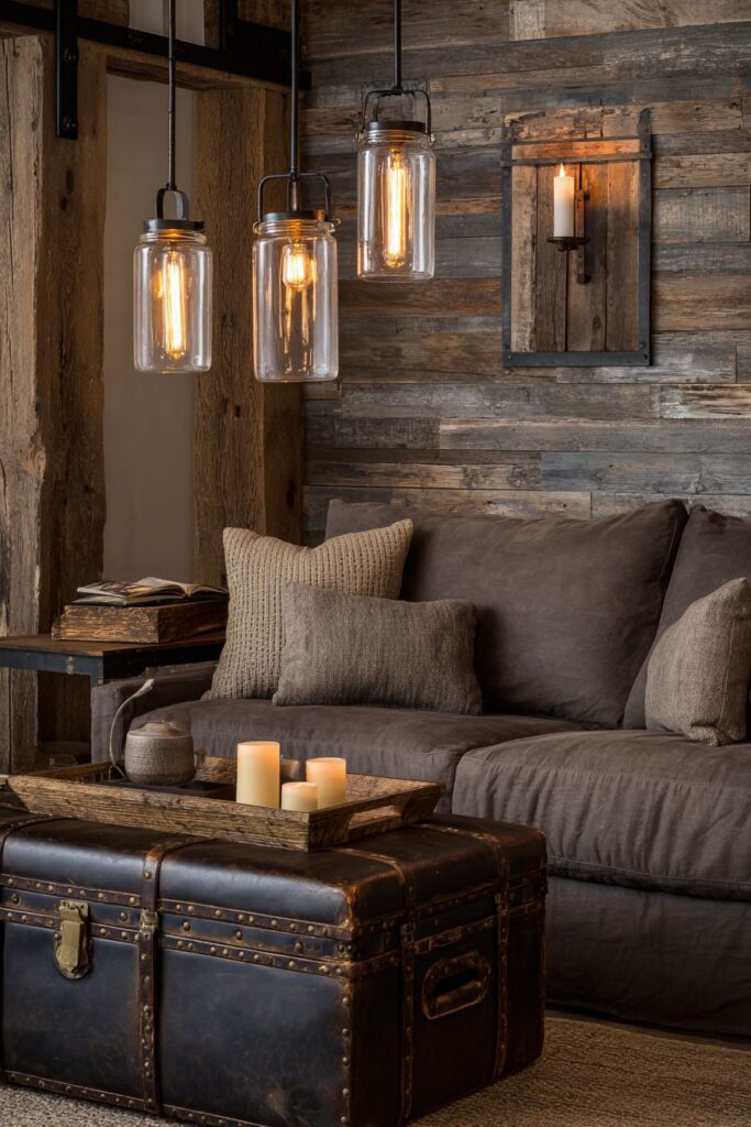 Farmhouse Brown Living with Rustic Comfort Elements