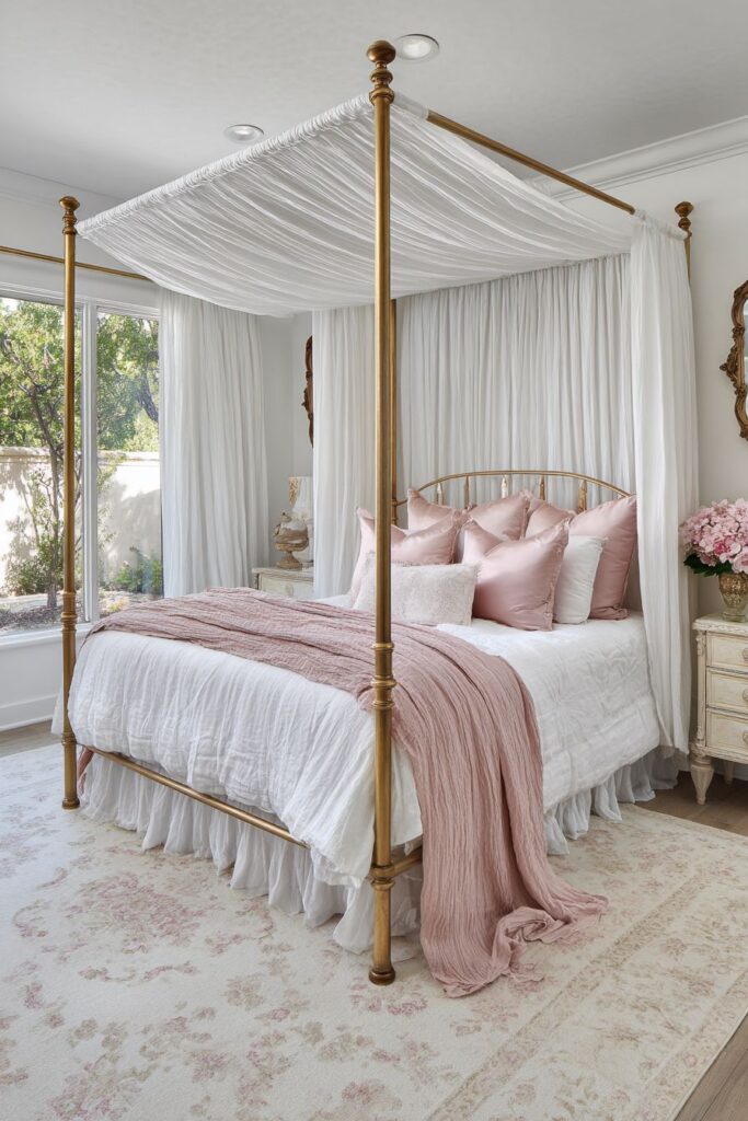 Four-Poster Elegance with Draped Fabric Panels
