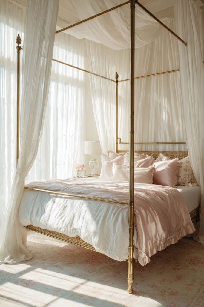 Four-Poster Elegance with Draped Fabric Panels