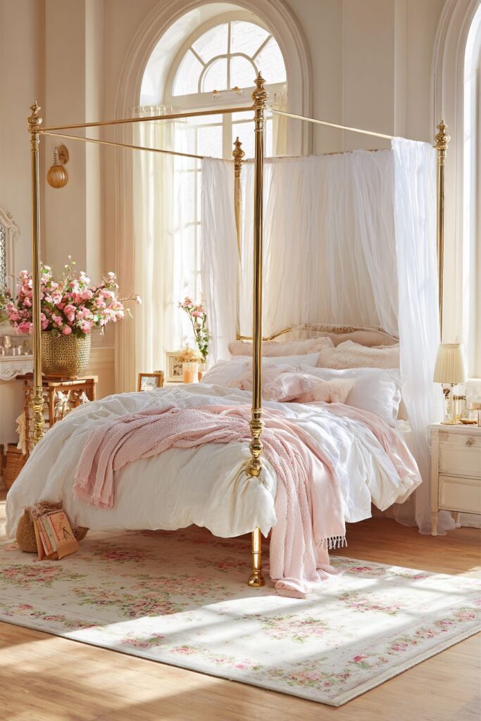 Four-Poster Elegance with Draped Fabric Panels