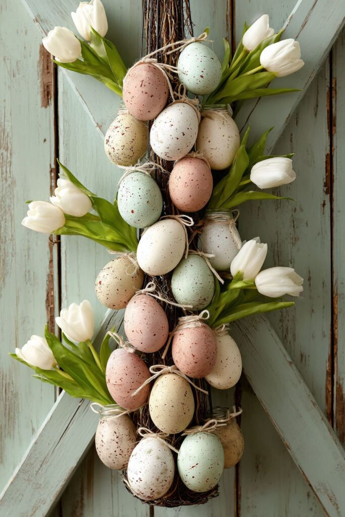 Nested Egg Basket with Fresh Tulip Accents