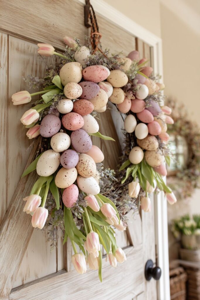 Nested Egg Basket with Fresh Tulip Accents