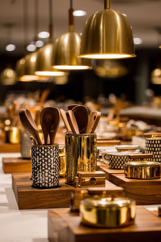 Mid-Century Teak and Brass Geometry