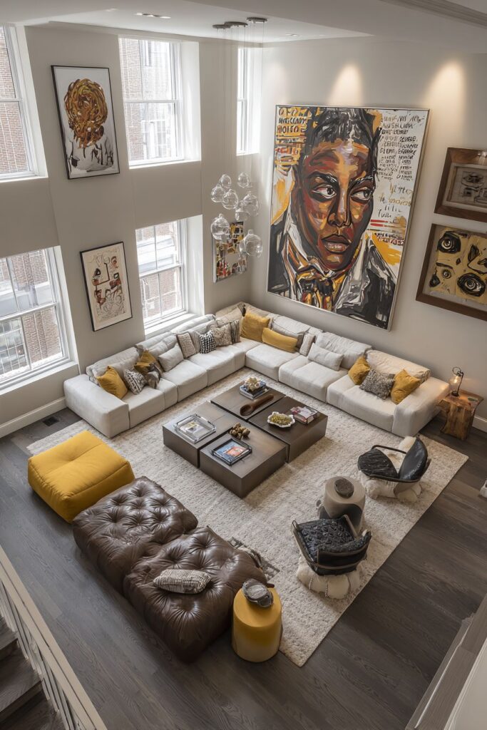 Central Rug Anchoring with Artistic Elements