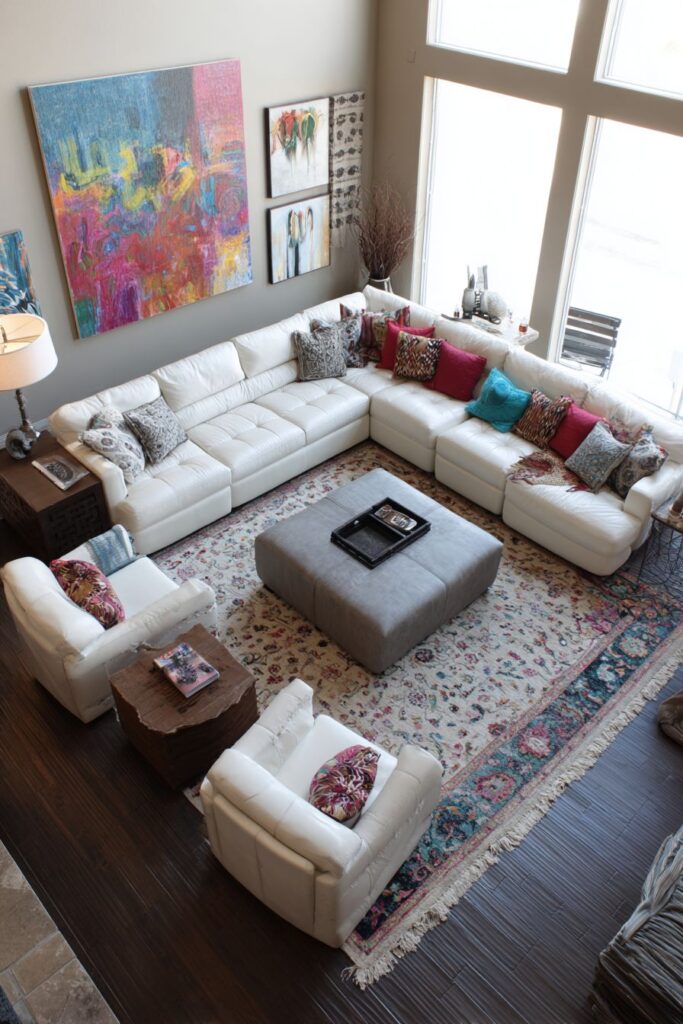 Central Rug Anchoring with Artistic Elements