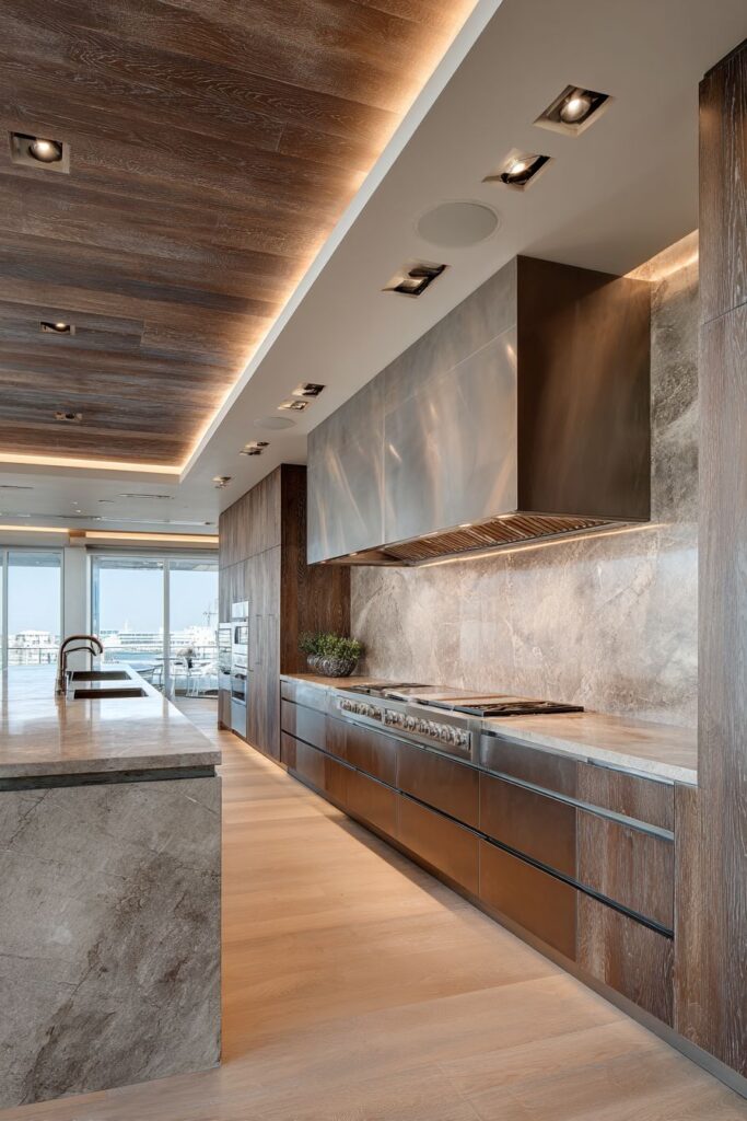 Architectural Waterfall-Edge Stainless Steel Countertops