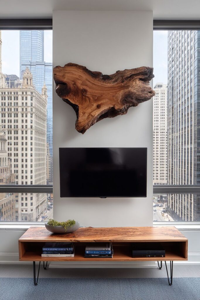 Live-Edge Walnut Slab with Hairpin Legs