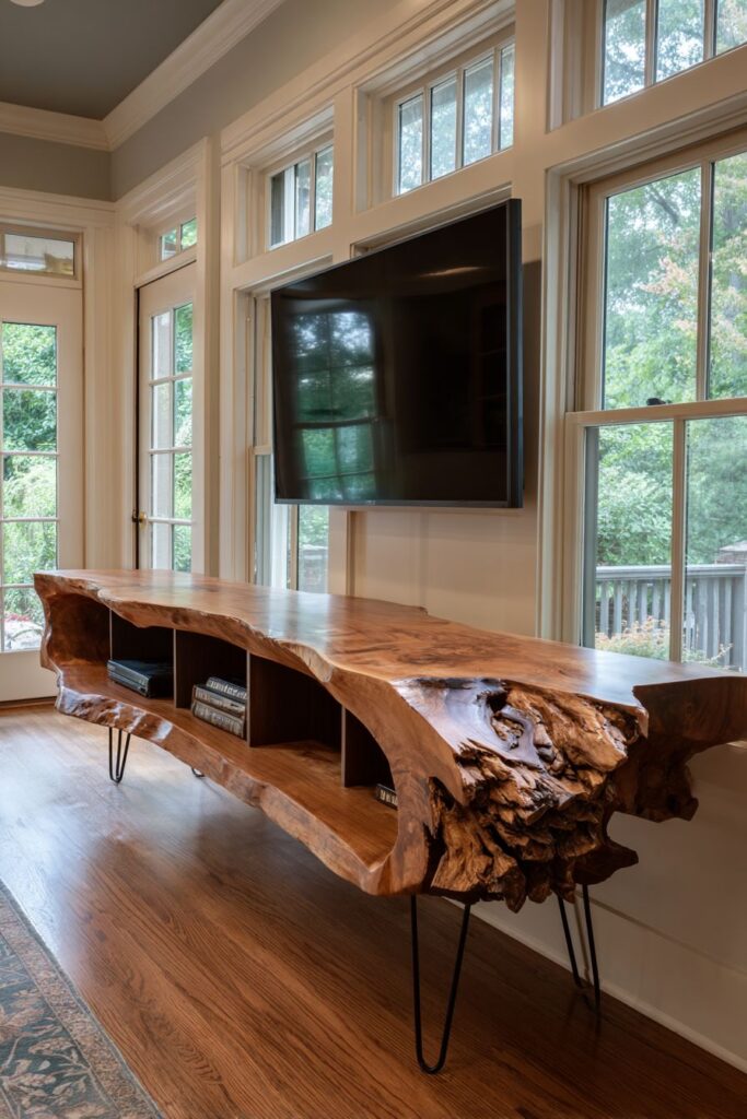 Live-Edge Walnut Slab with Hairpin Legs