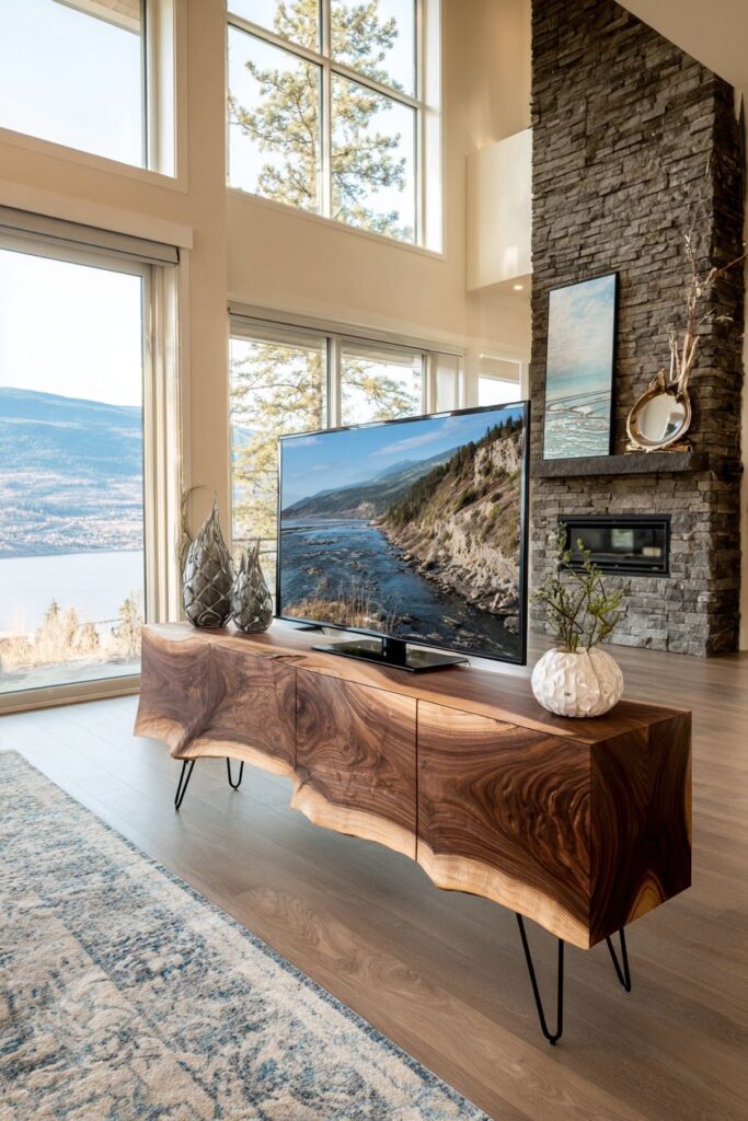 Live-Edge Walnut Slab with Hairpin Legs