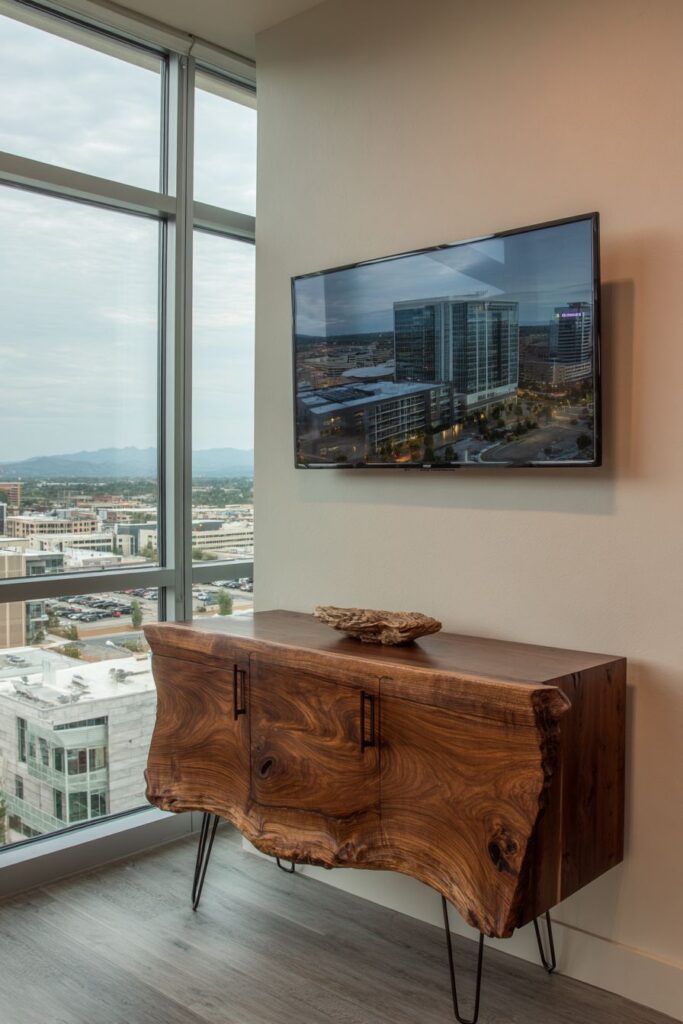 Live-Edge Walnut Slab with Hairpin Legs