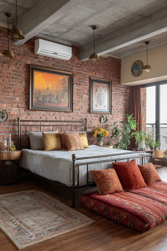 Urban Indian Bedroom with Industrial Fusion