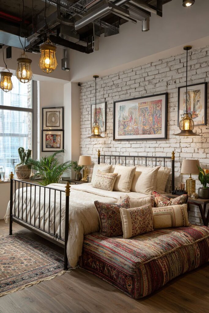 Urban Indian Bedroom with Industrial Fusion