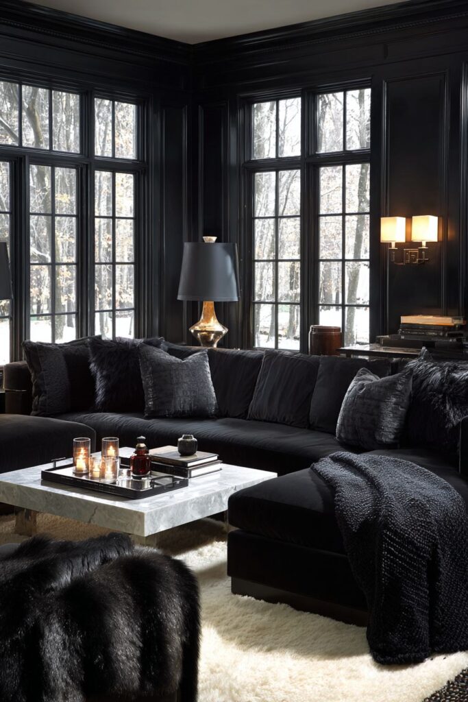 Cozy Black Sectional Comfort Zone