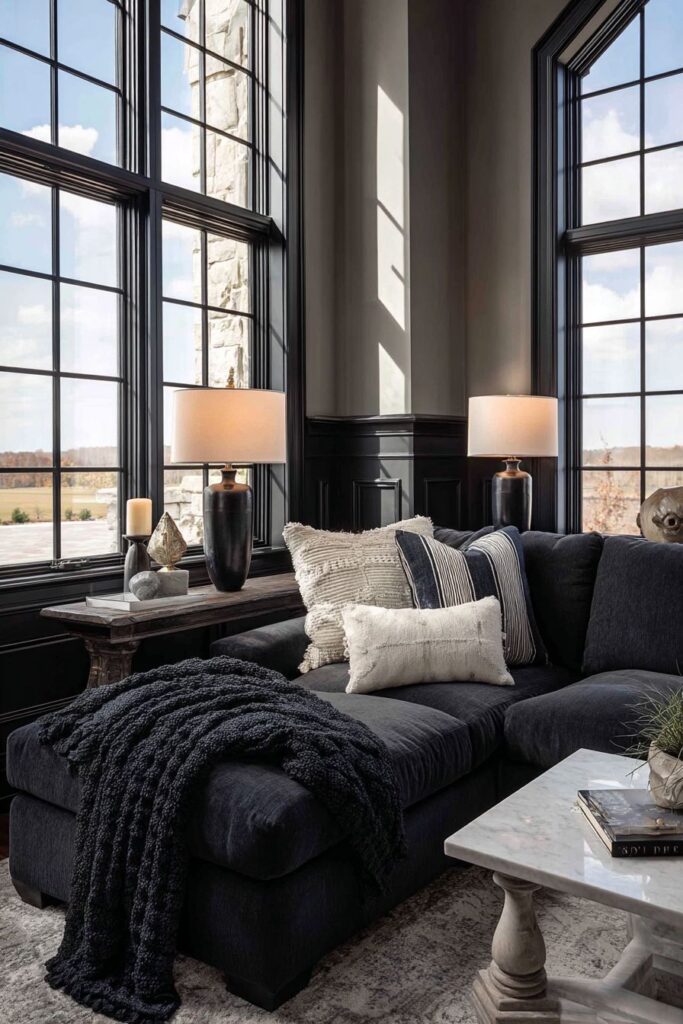 Cozy Black Sectional Comfort Zone