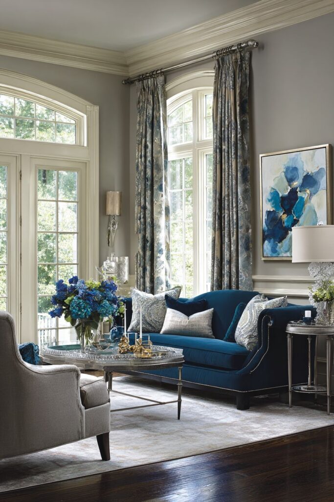 Transitional Harmony: Steel Blue Balanced Design