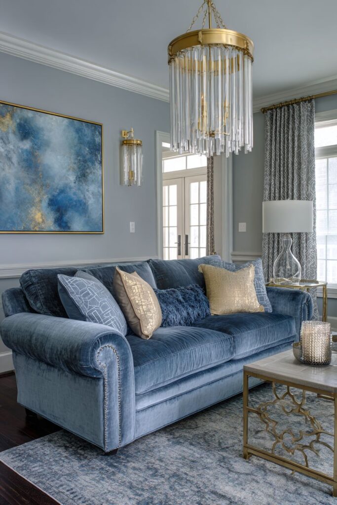 Transitional Harmony: Steel Blue Balanced Design