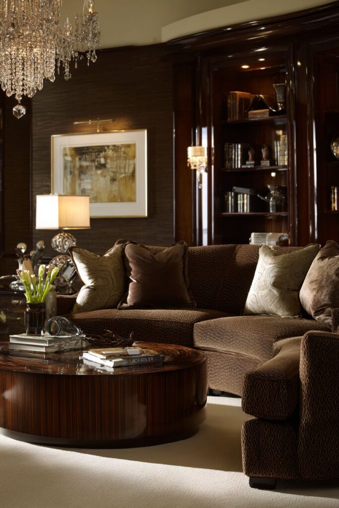 Sophisticated Brown Mohair with Curved Contemporary Lines