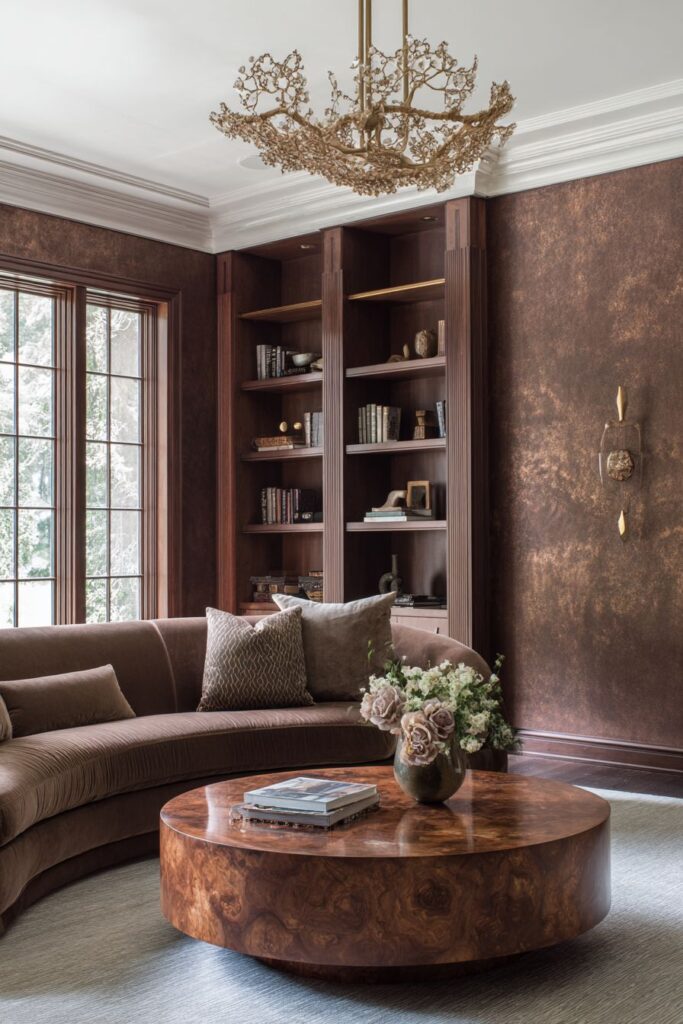 Sophisticated Brown Mohair with Curved Contemporary Lines