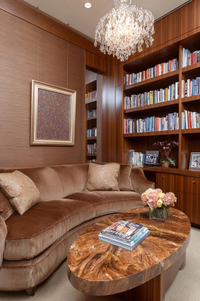 Sophisticated Brown Mohair with Curved Contemporary Lines