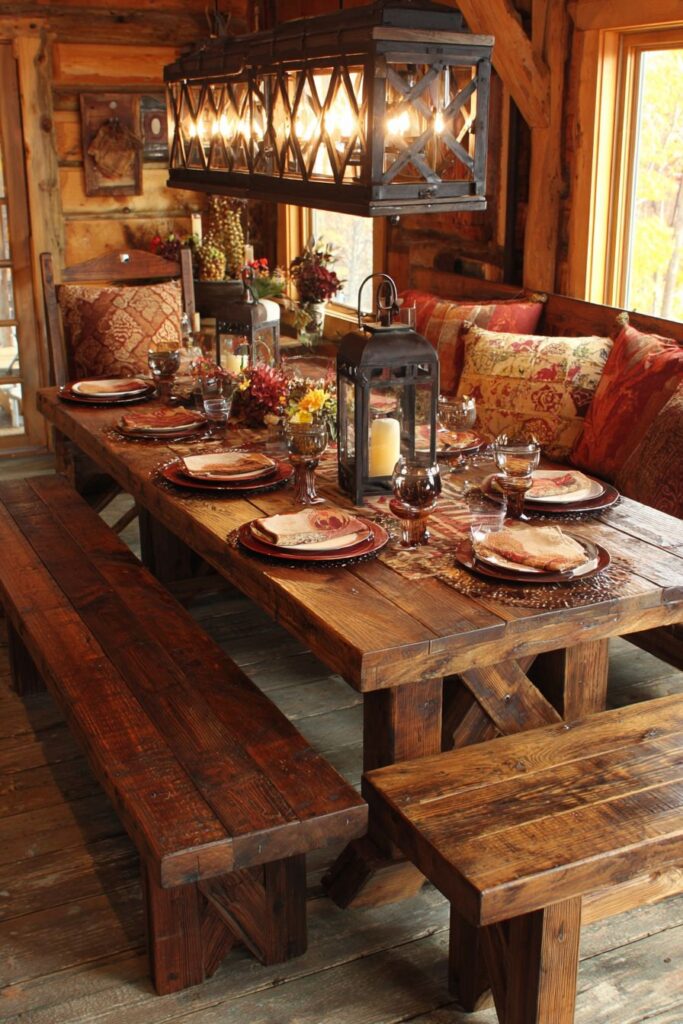 Bench Seating Dinner Table Family-Friendly Design