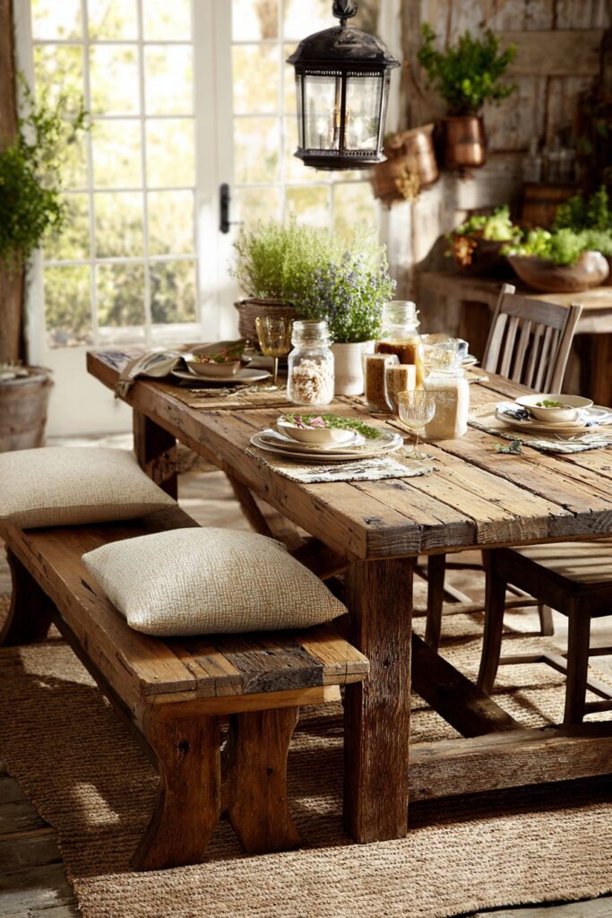 Bench Seating Dinner Table Family-Friendly Design