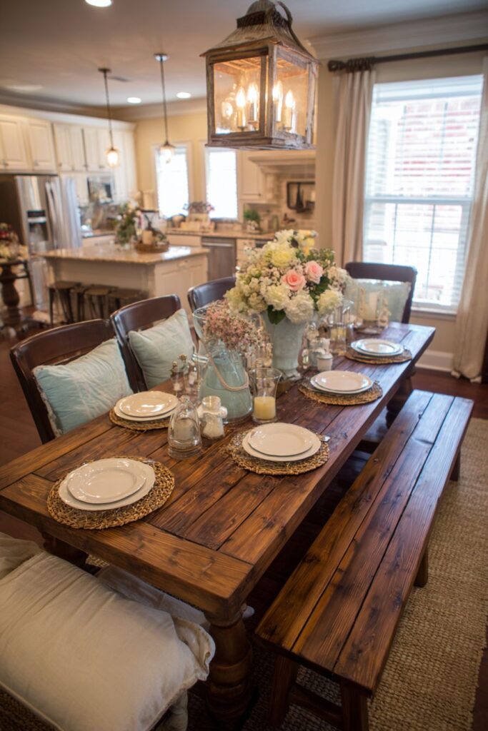 Bench Seating Dinner Table Family-Friendly Design