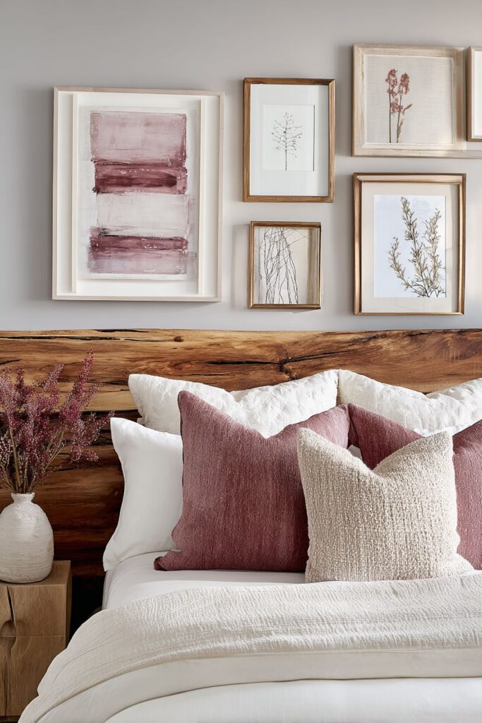 Gallery Wall with Dusty Rose Frame Accents