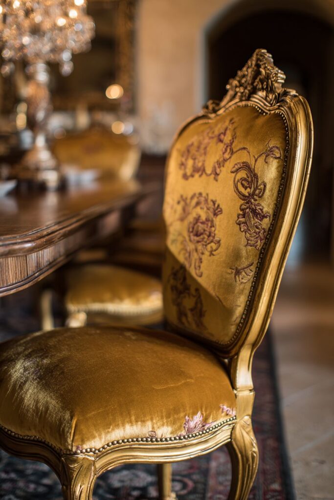Luxurious Gold Velvet Upholstered Seating