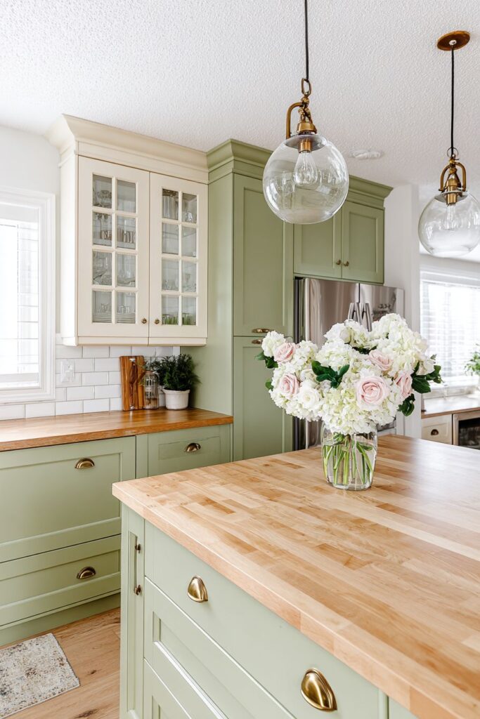 Moss Green Organic Appeal with Butcher Block Warmth
