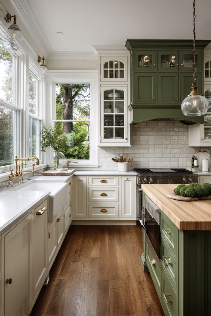 Moss Green Organic Appeal with Butcher Block Warmth