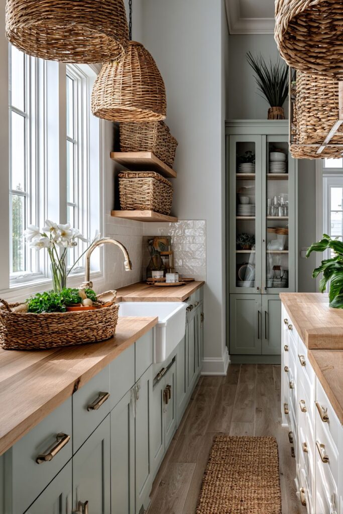 Moss Green Organic Appeal with Butcher Block Warmth