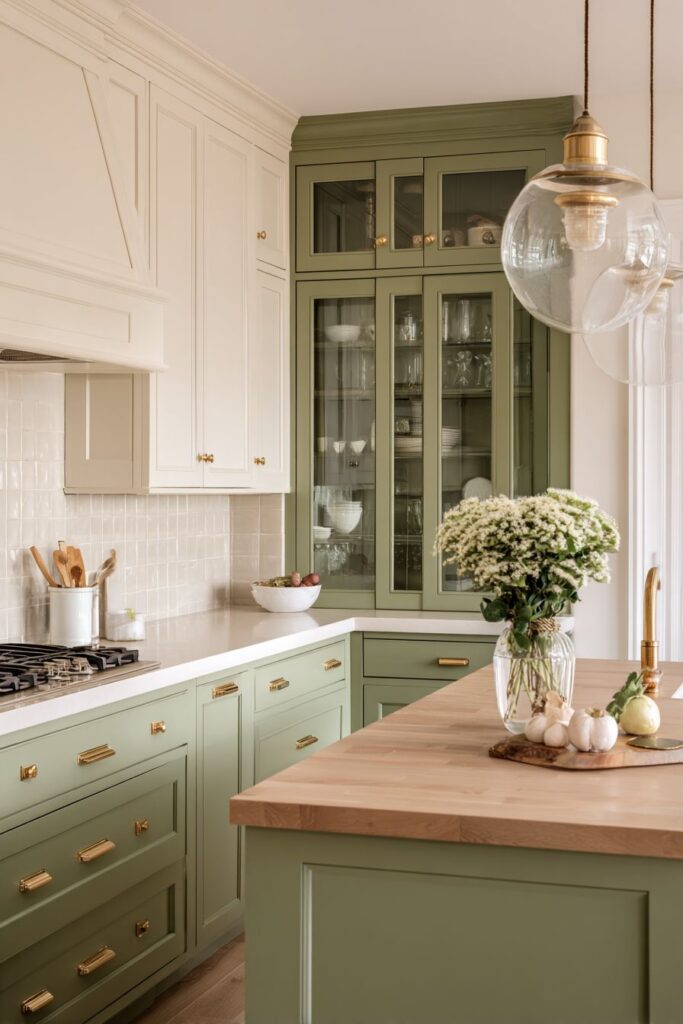 Moss Green Organic Appeal with Butcher Block Warmth