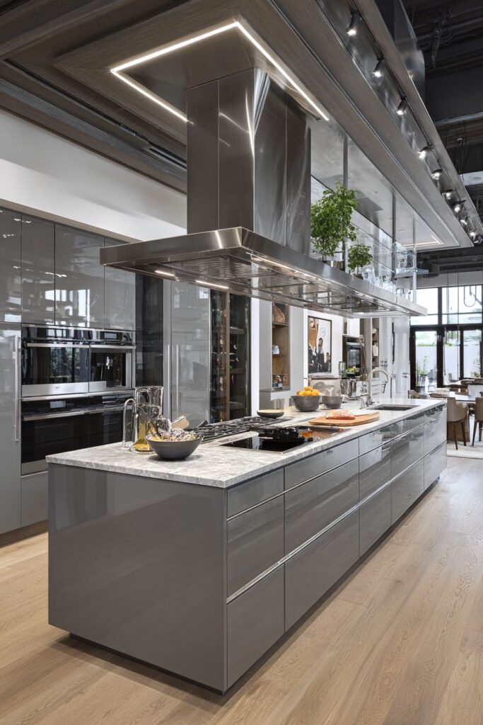Contemporary Culinary Enthusiast Kitchen with Stainless Steel Island