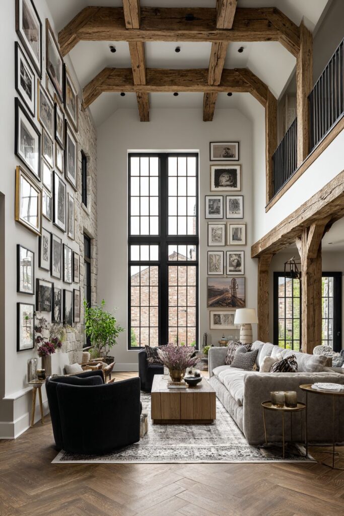 Gallery Wall Showcase with Curated Art Collection