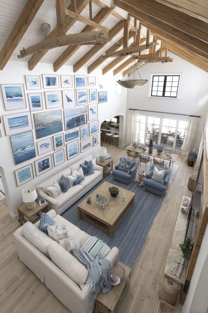 Gallery Wall Showcase with Curated Art Collection